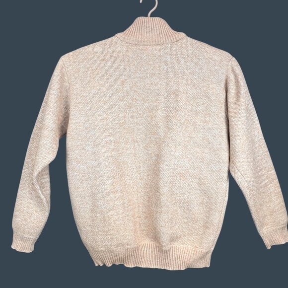 Mens XL Beige Zip Sweater Cardigan Bomber Jacket Plaid Fleece Lined Grandpa Core - Picture 5 of 10